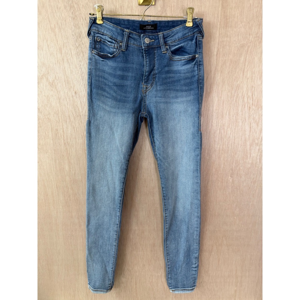 True Religion Halle Mid Rise Super Skinny Jeans Blue 27 RN 112790